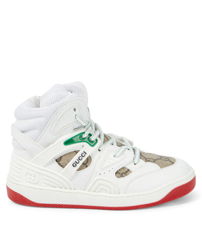 Shop Gucci Basket High-top Sneakers In Gr.wh/be.ebo/g.w/g.w