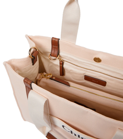 Shop Chloé Cotton Canvas Changing Bag In Plae Pink