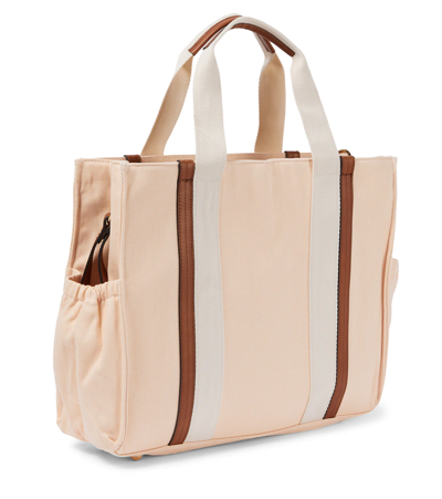 Shop Chloé Cotton Canvas Changing Bag In Plae Pink