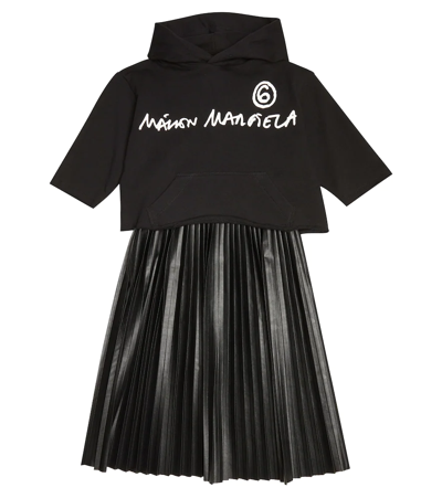 Shop Mm6 Maison Margiela Logo Hoodie Dress In Black