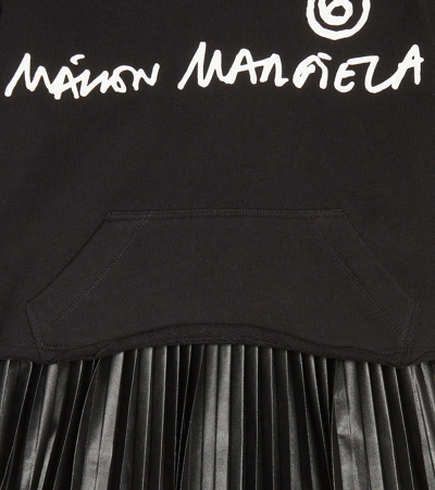 Shop Mm6 Maison Margiela Logo Hoodie Dress In Black