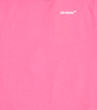 Shop Off-white Logo Cotton T-shirt In Fuchsia White