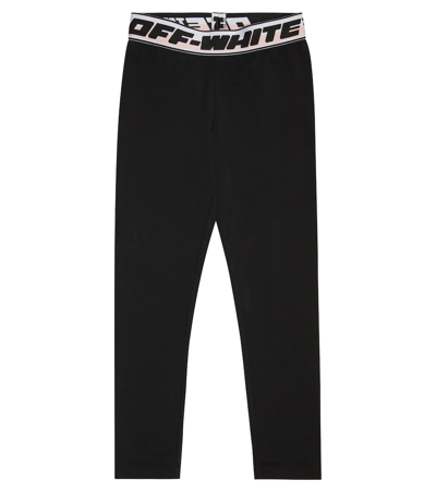 Off-white Logo Waistband Mid-rise Leggings In Black