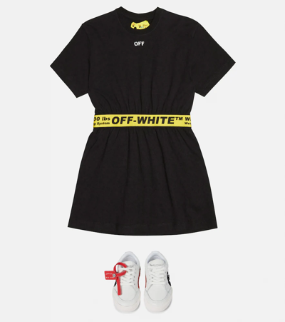 Shop Off-white Logo Cotton T-shirt Dress In Black White