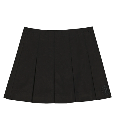 Shop Burberry Pleated Cotton Skirt In Black