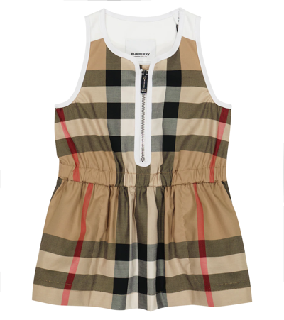 Shop Burberry Baby Vintage Check Cotton Dress In Archive Beige Ip Chk