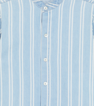 Shop Molo Baby Eno Striped Cotton Shirt In Striped Chambrey
