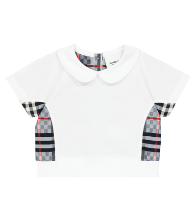 Shop Burberry Baby Cotton Blouse In White