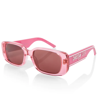 Shop Dior Wil S2u Rectangular Sunglasses In Pink /other / Bordeaux