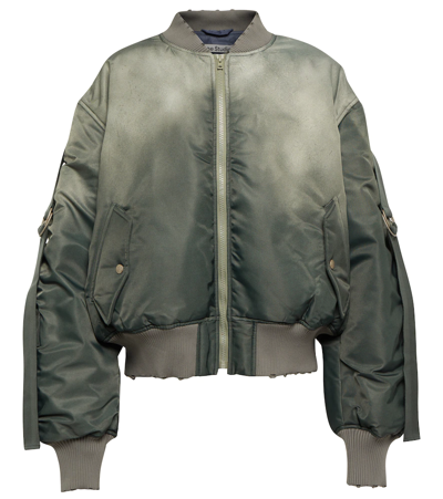 Shop Acne Studios Distressed Bomber Jacket In Forest Green