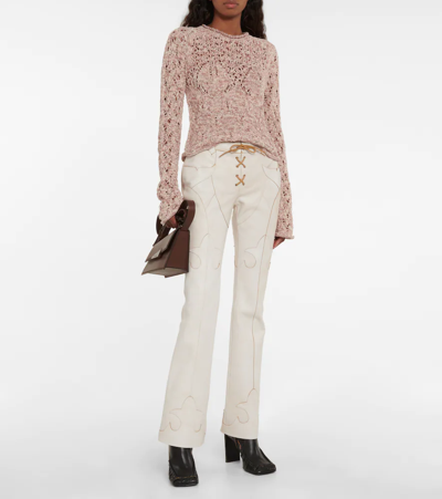 Shop Acne Studios Cotton-blend Cropped Sweater In Dusty Pink