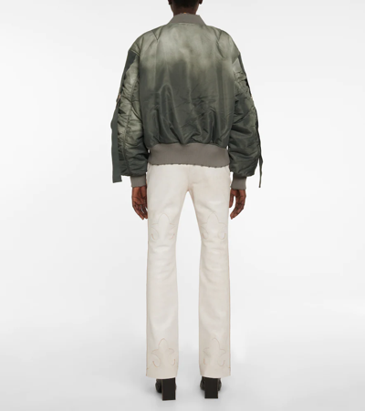 Shop Acne Studios Distressed Bomber Jacket In Forest Green