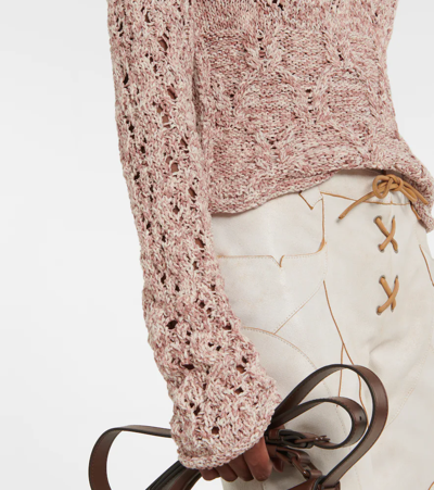 Shop Acne Studios Cotton-blend Cropped Sweater In Dusty Pink