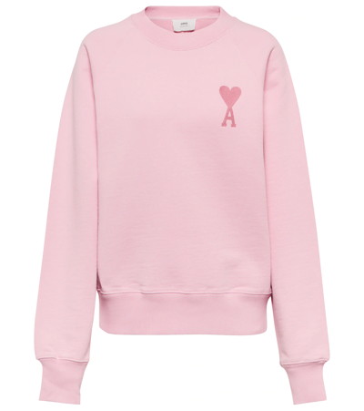 Shop Ami Alexandre Mattiussi Ami De Caur Cotton Sweatshirt In Pale Pink