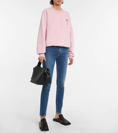 Shop Ami Alexandre Mattiussi Ami De Caur Cotton Sweatshirt In Pale Pink