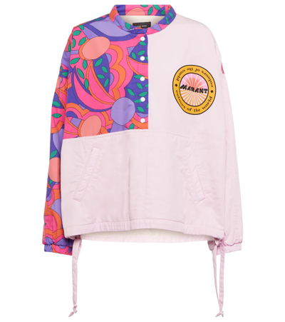Shop Isabel Marant Lizzip Patchwork Cotton Jacket In Light Pink