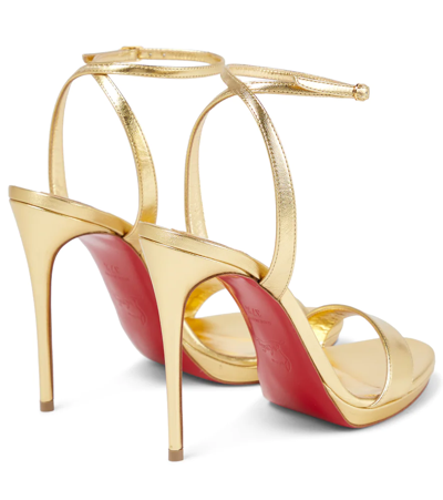 Christian Louboutin Loubi Queen 120 Sandals In Gold Leather in