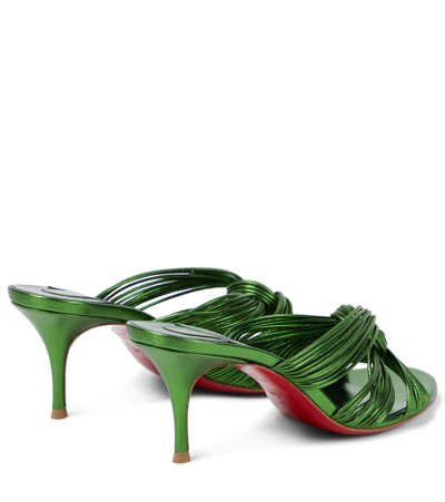 Shop Christian Louboutin Multitaski 70 Knotted Leather Sandals In Spinach/lin Spinach
