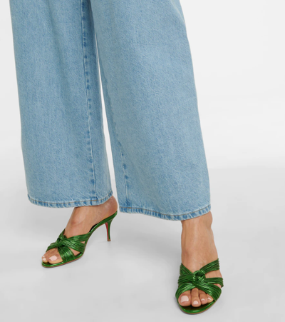 Shop Christian Louboutin Multitaski 70 Knotted Leather Sandals In Spinach/lin Spinach