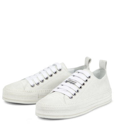 Shop Ann Demeulemeester Gert Suede Sneakers In White