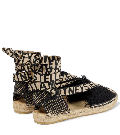 Shop Stella Mccartney Gaia Macramé Espadrilles In Black-beige