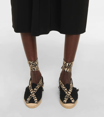 Stella Mccartney Gaia Canvas Espadrilles Women In Black-beige