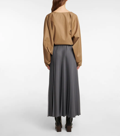 Shop The Row Wool-blend Pleated Maxi Skirt In Concrete