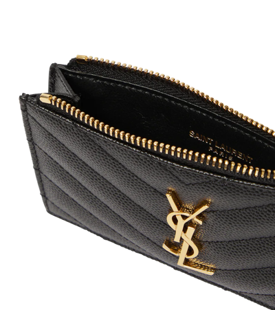 Saint Laurent Monogram Zipped Leather Wallet In Nero
