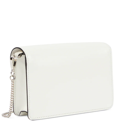 Prada Triangle Mini Leather Crossbody Bag In White