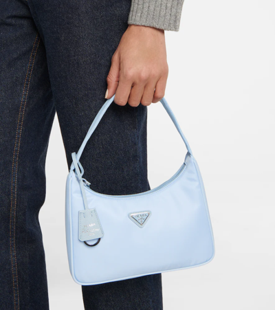 Prada Re-edition Mini Shoulder Bag In Celeste