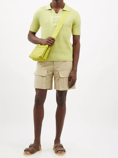 Fendi Ribbed Cotton-blend Polo Shirt In Green | ModeSens