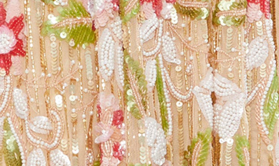 Shop Mac Duggal Floral Sequin Long Sleeve Midi Dress In Gold Multi