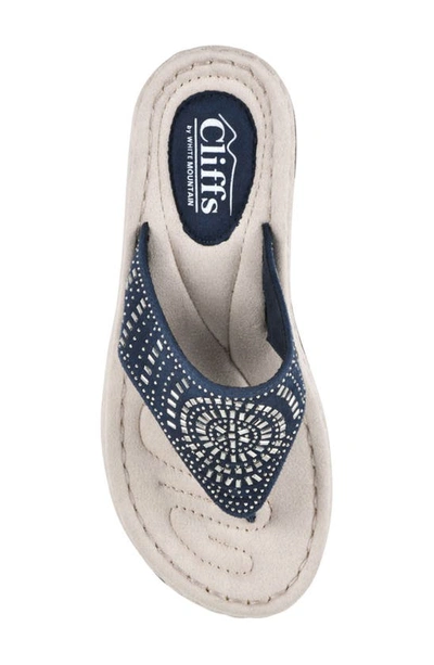 Cliffs By White Mountain Cienna Thong Comfort Sandal In Navy/ Fabric