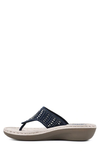 Cliffs By White Mountain Cienna Thong Comfort Sandal In Navy/ Fabric