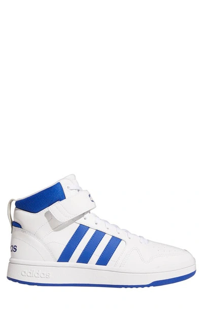 Shop Adidas Originals Postmove Mid Sneaker In White/royal Blue/grey Two
