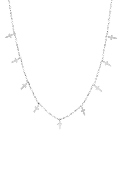 Shop Hmy Jewelry Stainless Steel Cross Charm Necklace In Metallic