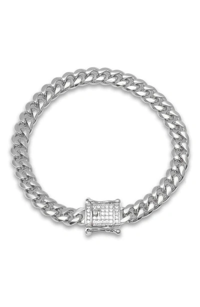 Shop Hmy Jewelry 18k Gold Plated Stainless Steel Cubic Zirconia Box Lock Chain Bracelet In Metallic
