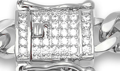 Shop Hmy Jewelry 18k Gold Plated Stainless Steel Cubic Zirconia Box Lock Chain Bracelet In Metallic
