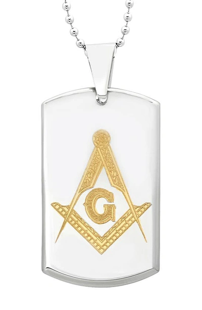 Shop Hmy Jewelry Freemasons Dog Tag Necklace In Two Tone