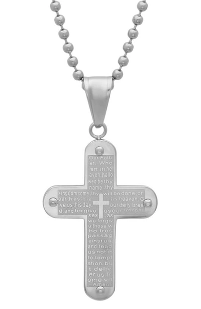 Shop Hmy Jewelry Our Father Cross Pendant Necklace In Metallic