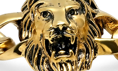 Hmy Jewelry 18k Gold Plated Stainless Steel Lion Head Bracelet In Yellow