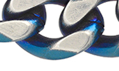 Shop Hmy Jewelry Stainless Steel Cuban Link Necklace In Metallic / Blue