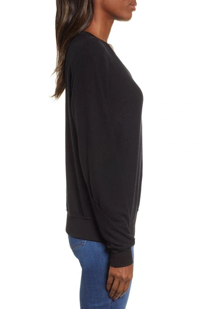 Shop Wildfox Deep V-neck Baggy Beach Jumper Pullover In Jet Black