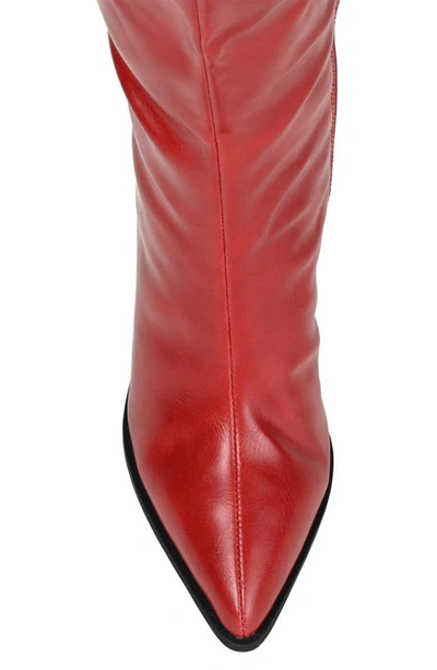 Shop Journee Collection Daria Whipstitch Tall Vegan Leather Western Boot In Red