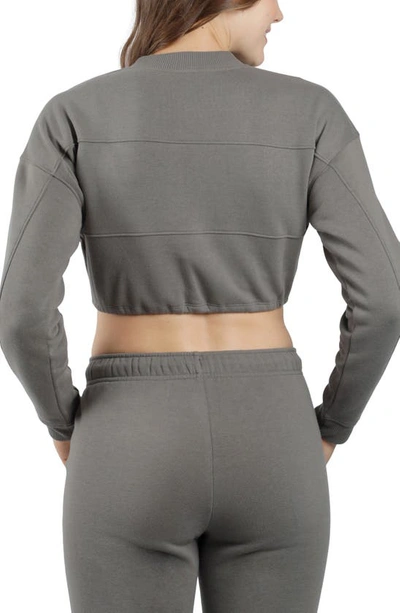 Shop 90 Degree By Reflex Brushed Cropped Long Sleeve Shirt In Gunmetal Grey