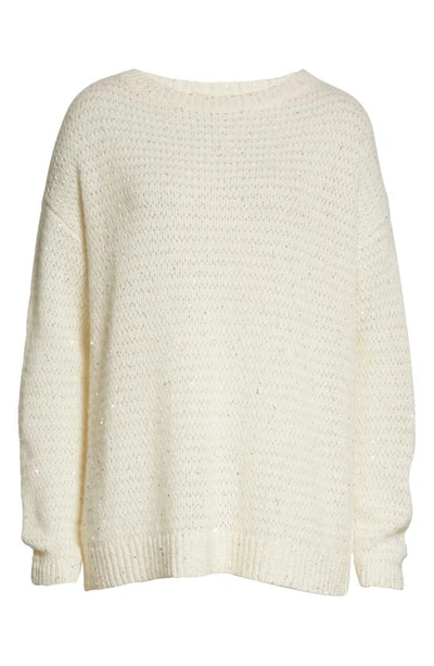 Shop Nordstrom Signature Sequin Sweater In Ivory Cloud Combo