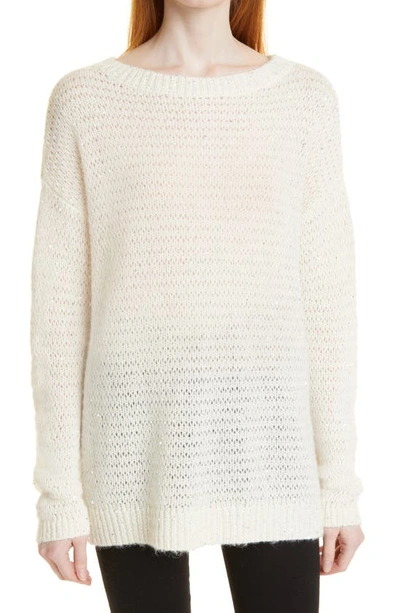 Shop Nordstrom Signature Sequin Sweater In Ivory Cloud Combo