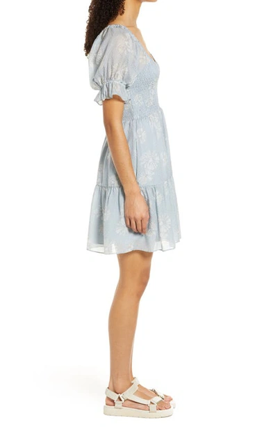 Shop Madewell Lucie Smocked Silk Minidress In Dusty Pool