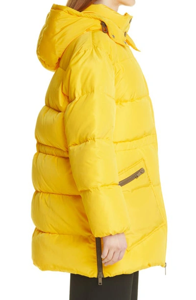 Shop Ganni Oversize Detachable Hood Puffer Coat In Spectra Yellow