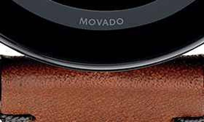 Shop Movado 'bold' Leather Strap Watch, 42mm In Brown/ Black/ Gold